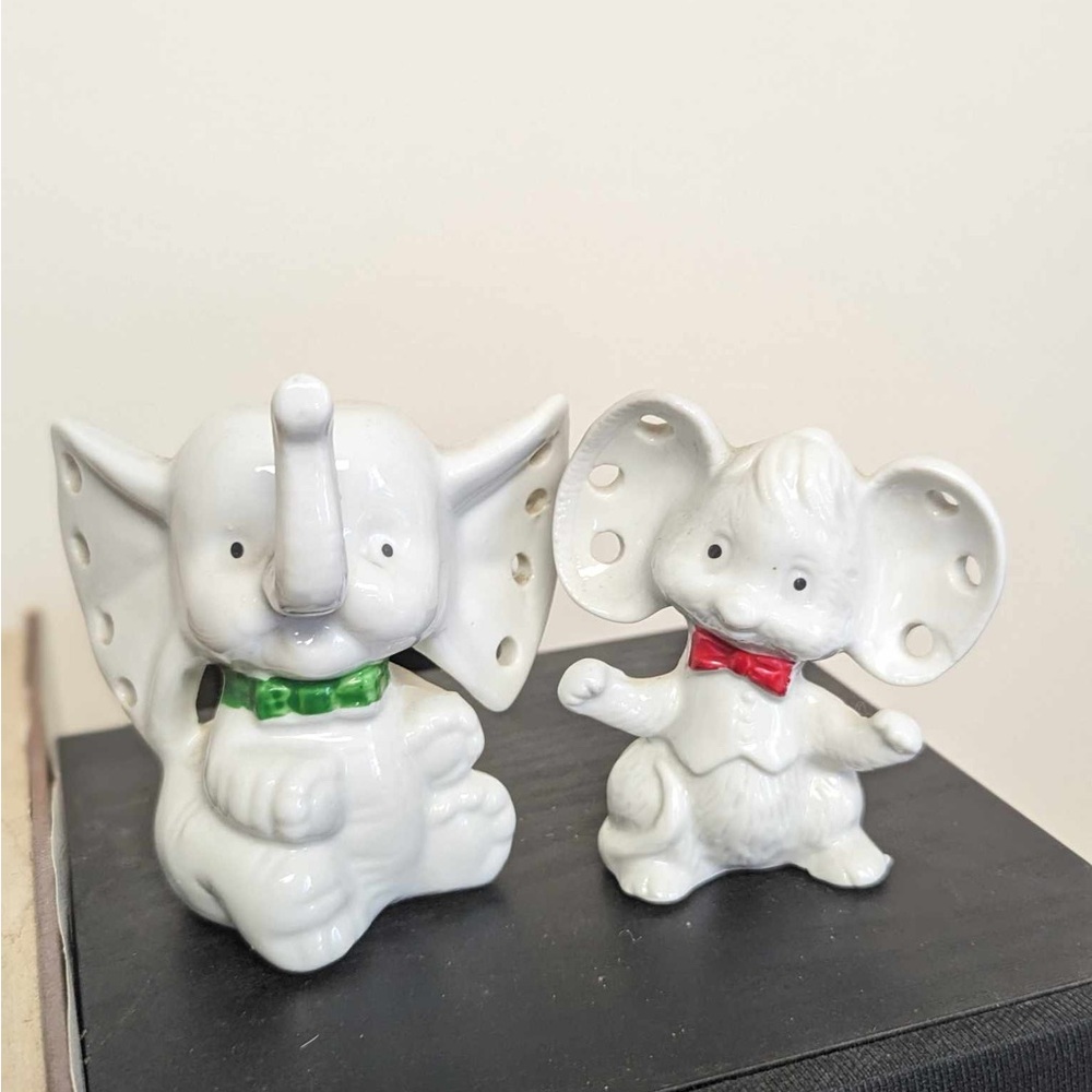 Vintage ‘80s Mouse and Elephant earring holders.